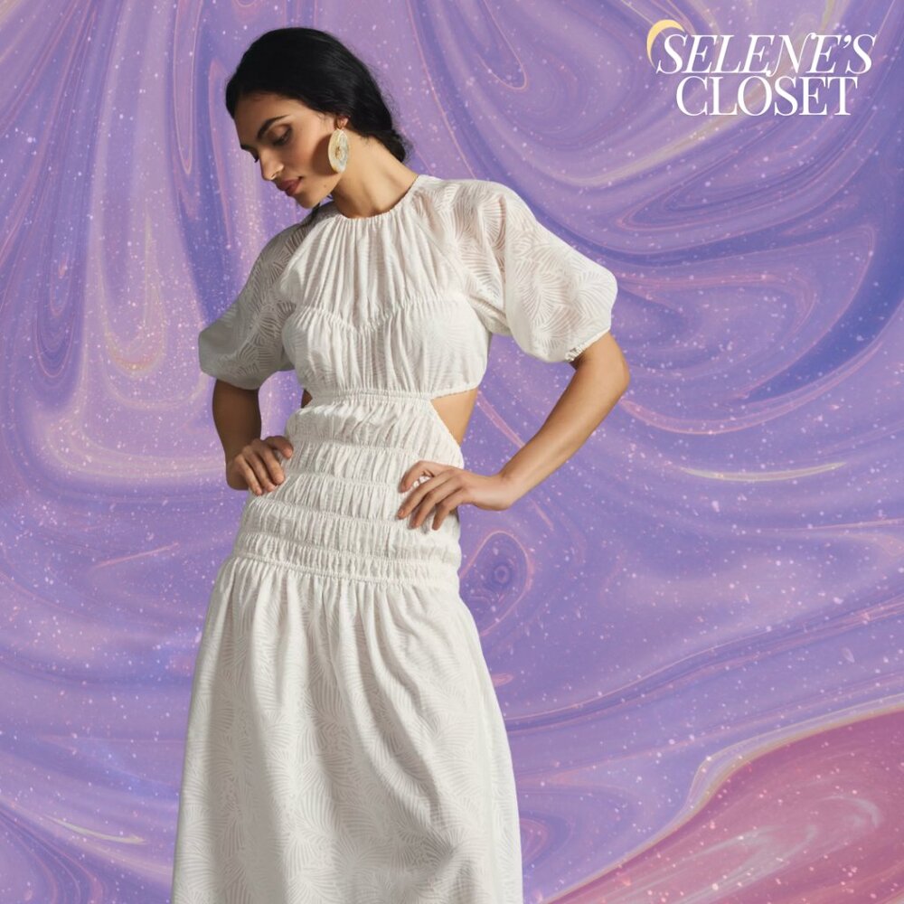 [She's Too Sweet] NWT Significant Other Puff-Sleeve Shirred Cutout Dress Size 6